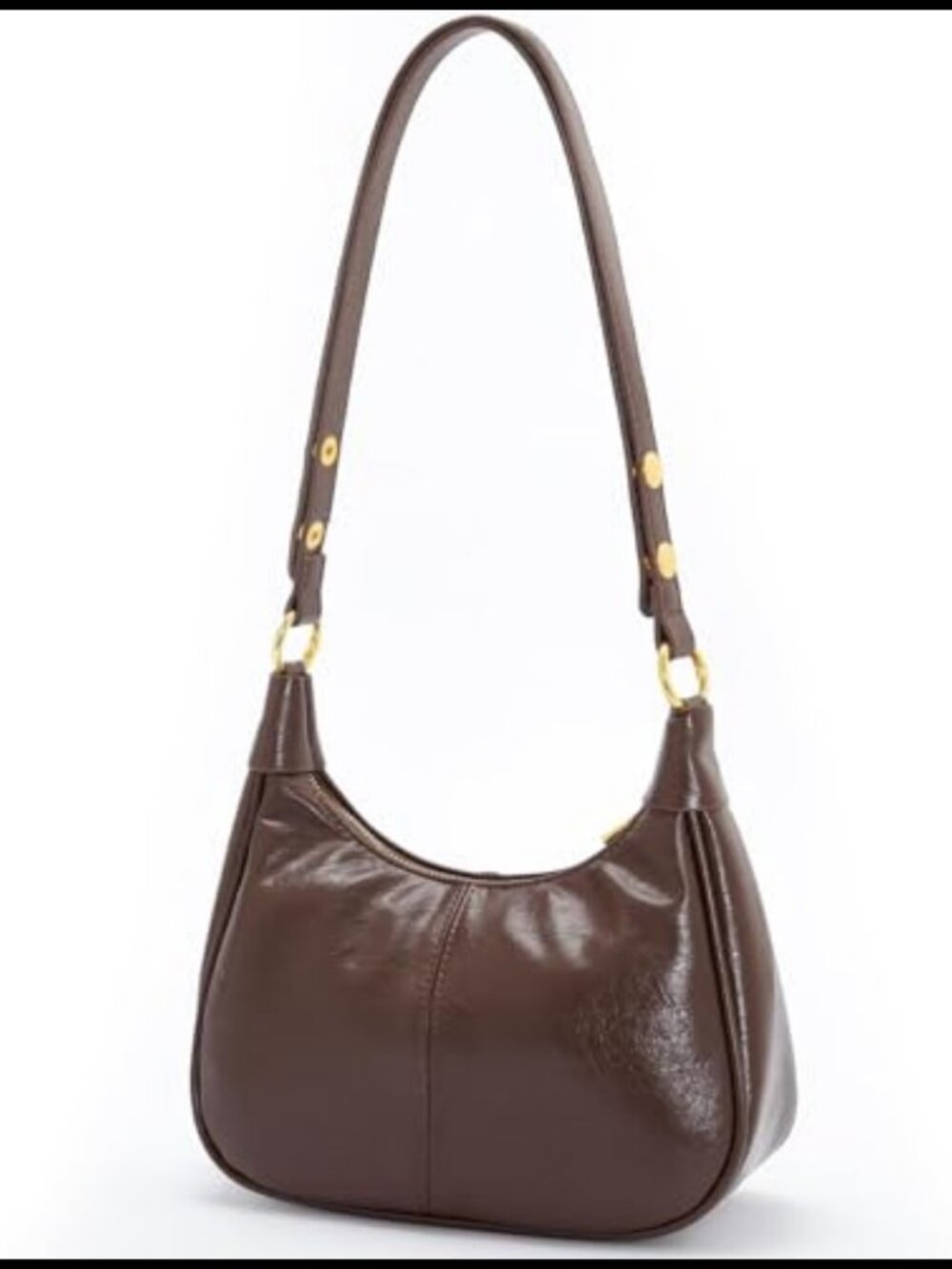 Small Hobo Purse Vegan Leather Crescent Shoulder Bag with Zipper Adjustable